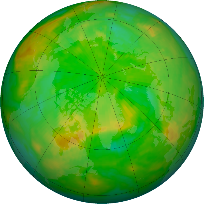Arctic ozone map for 19 June 1992